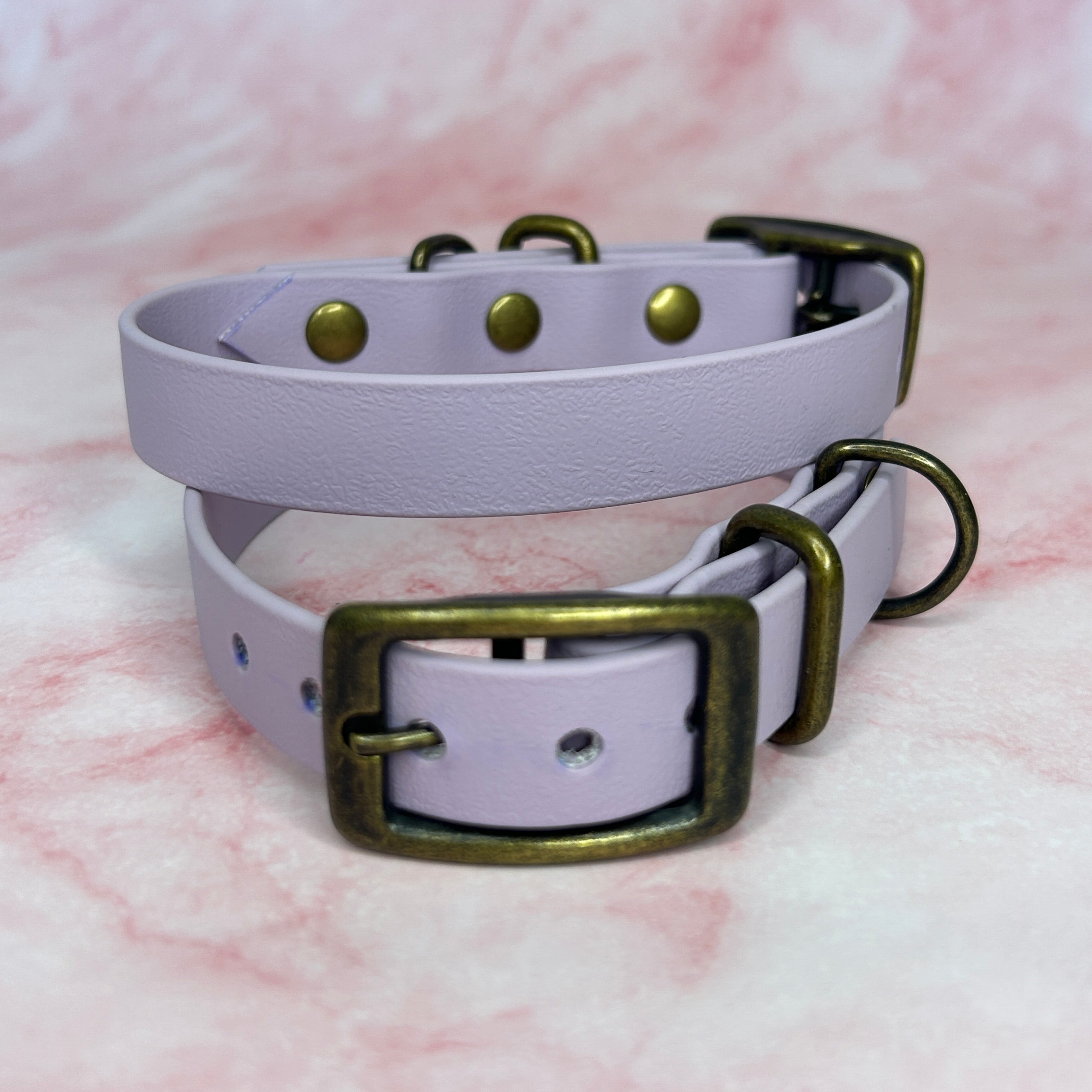 Collier chien Biothane® Violet Pastel 19mm, boucle laiton antique
