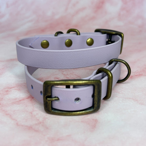 Collier chien Biothane® Violet Pastel 19mm, boucle laiton antique