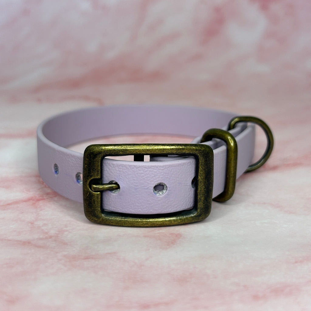 Collier chien Biothane® Violet Pastel 19mm, boucle laiton antique