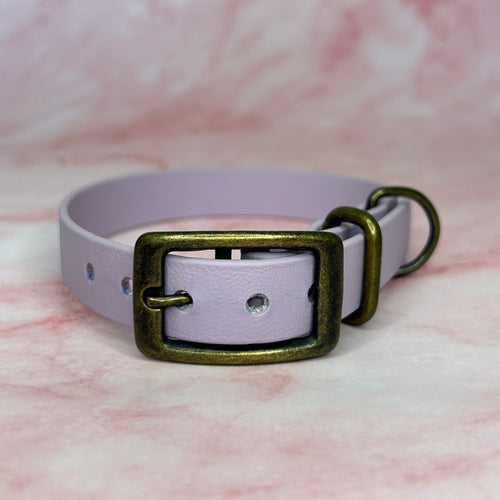 Collier chien Biothane® Violet Pastel 19mm, boucle laiton antique