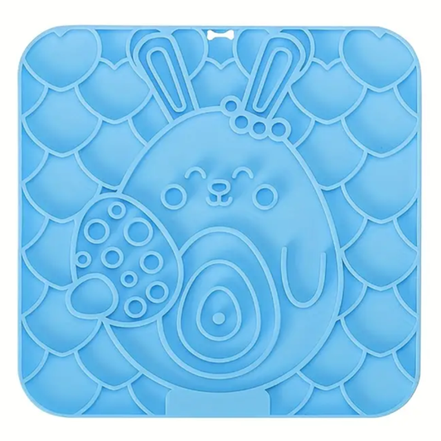 Lickmat carré tapis de léchage mignon lapin silicone