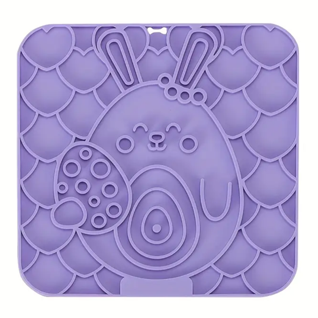 Lickmat carré tapis de léchage mignon lapin silicone