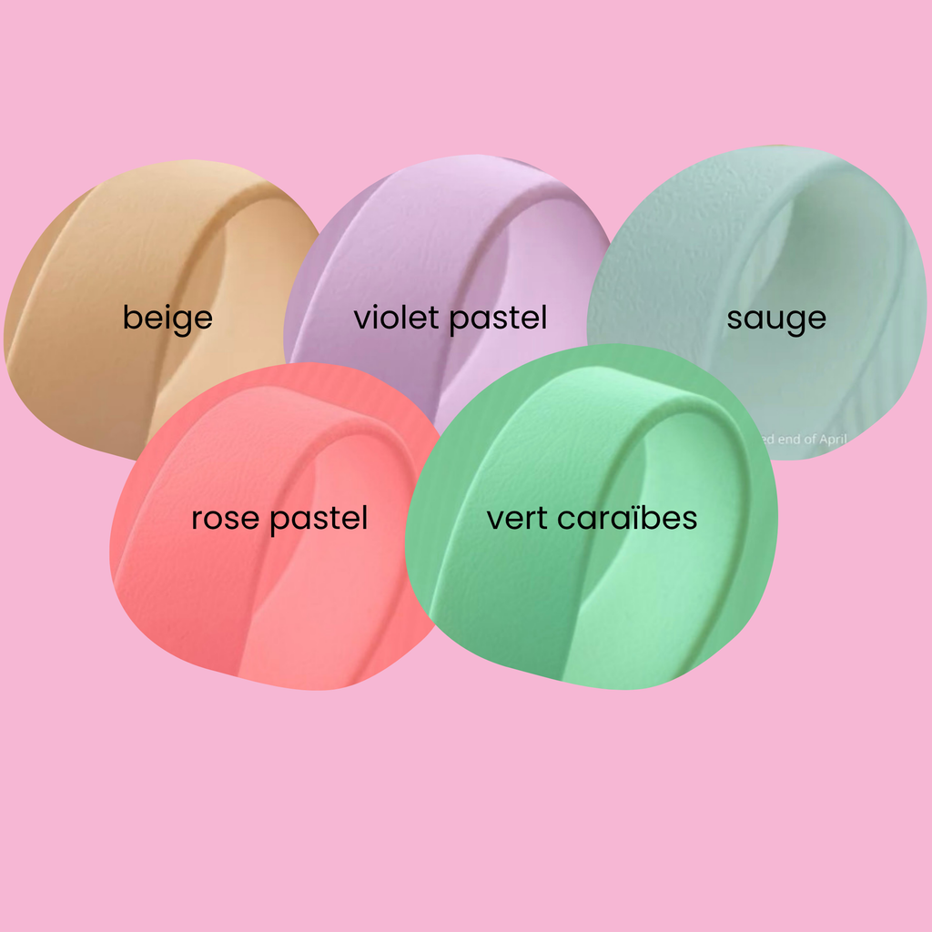 Couleurs biothane collier chien fait main Pawpiette Factory vert sauge violet pastel rose beige 