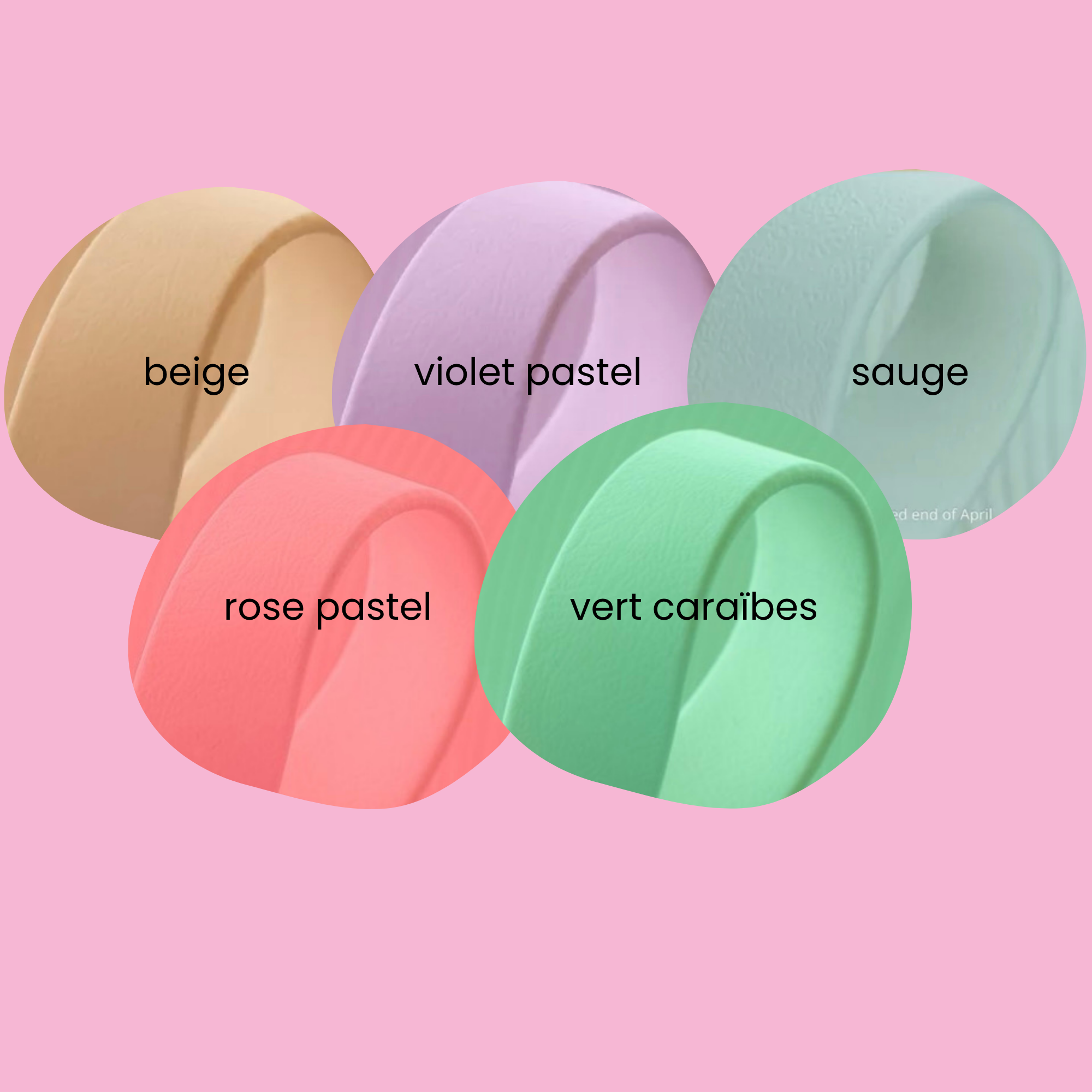 Couleurs biothane collier chien fait main Pawpiette Factory vert sauge violet pastel rose beige 